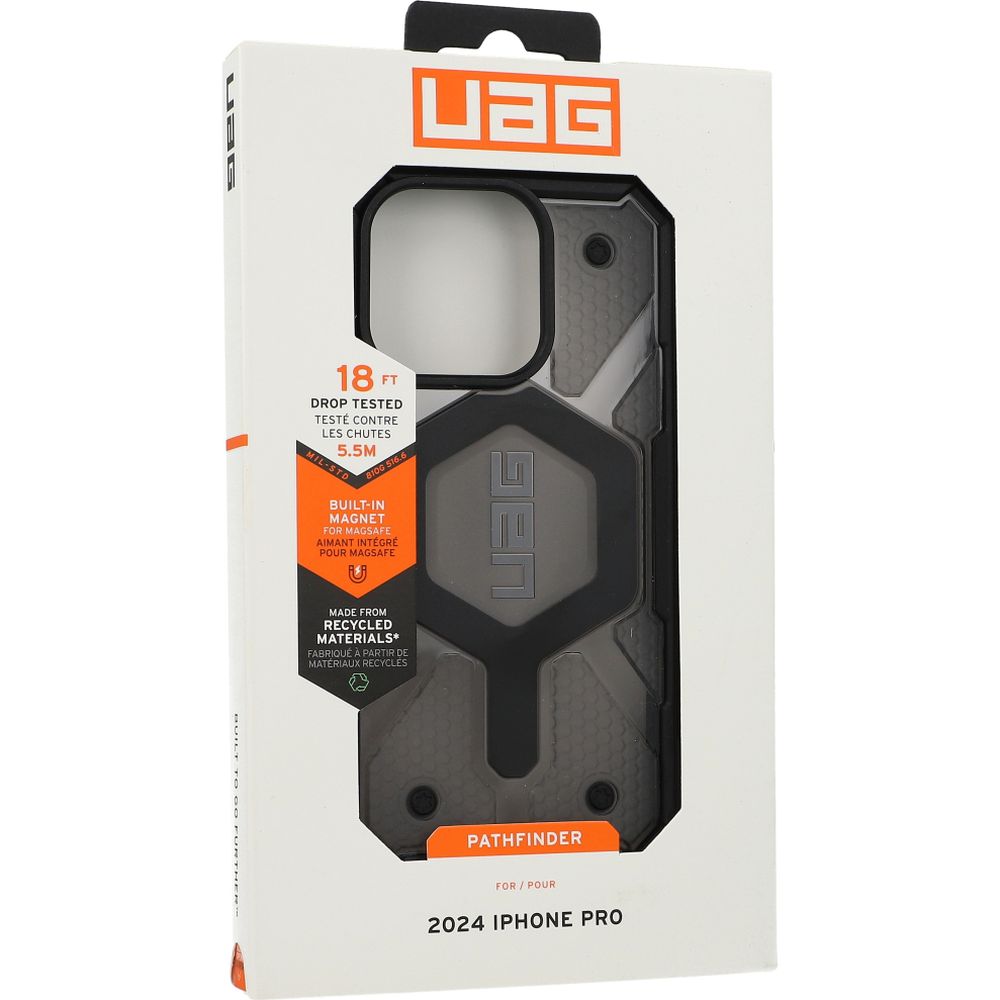 Etui pancerne Urban Armor Gear Pathfinder Clear MagSafe do Apple iPhone 16 Pro, przydymione z czarną ramką